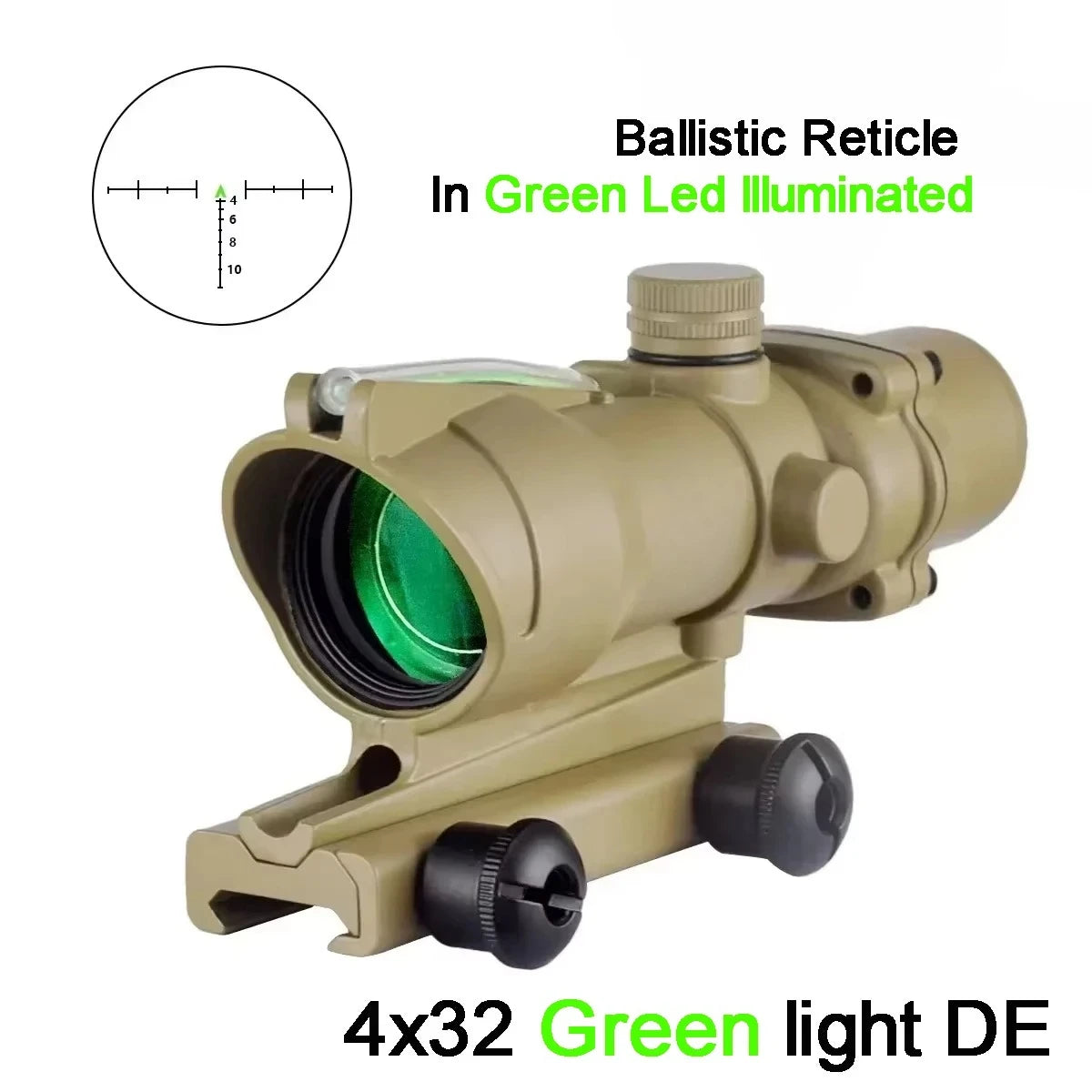 4x32 Combat Prism Scope with Fiber Optic Reticle
