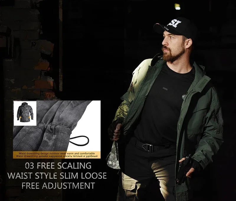 2025 Hunting Tactical Jacket Hooded Waterproof Wear-resistant Camping Jacket  Fleece Clothing Multicam Camouflage Windbreakers