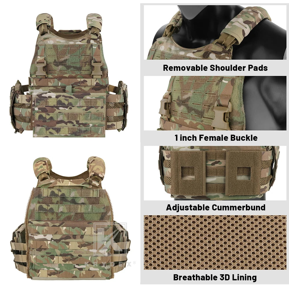 KRYDEX SCARAB Plate Carrier Tactical Heavy Duty Modular MOLLE Vest With 556 Magazine Pouch Placard For Outdoor Hunting