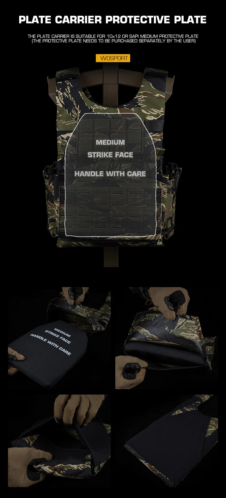 SS Style LV119 Plate Carrier Set 2in1 Fast Switchable Chest Rig for Airsoft Hunting Vest Lightweight Carry Tiger Stripe Camo Mag