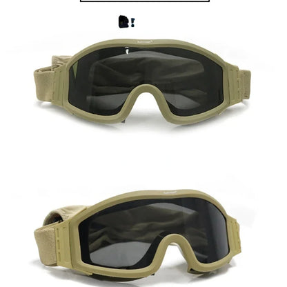 Tactical Goggles: Anti Fog Outdoor Soft Air Color Bullet Protection Motorcycle Goggles with Replaceable Lens