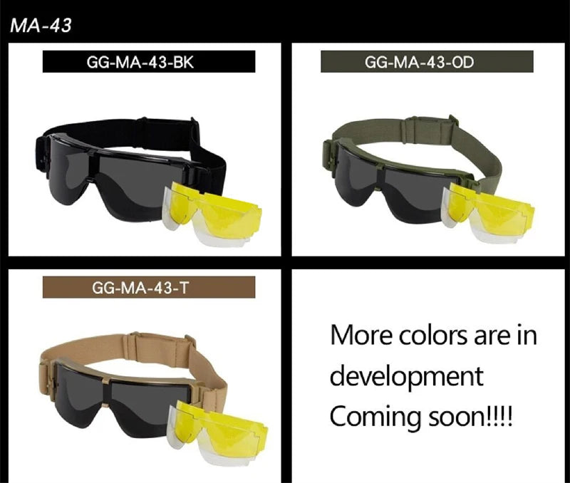 Tactical Hiking Eyewear Airsoft ATF GOGGLE SET 3 Lens Wargame Windproof Shooting Cycling Mountaineering Paintball Accesories