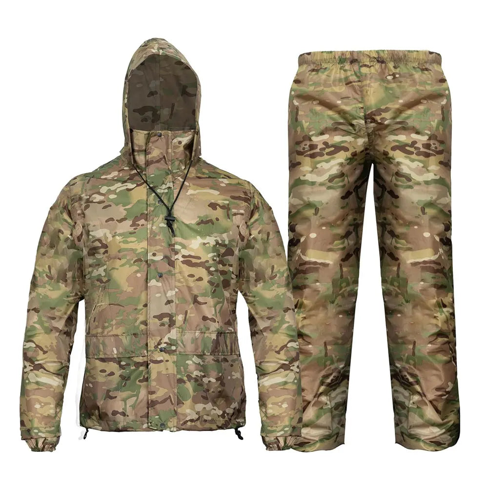 Flecktarn Tactical Portable Camo Raincoat Set Camouflage Fleck Rain Suit Bicycle Motorcycle Waterproof Military Tarnung Man