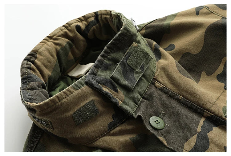 New autumn and winter American retro heavy padded jacket military style tough guy pocket tooling coat windbreaker