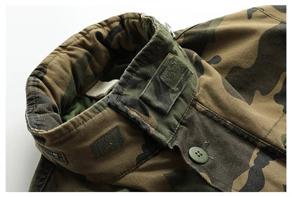 New autumn and winter American retro heavy padded jacket military style tough guy pocket tooling coat windbreaker