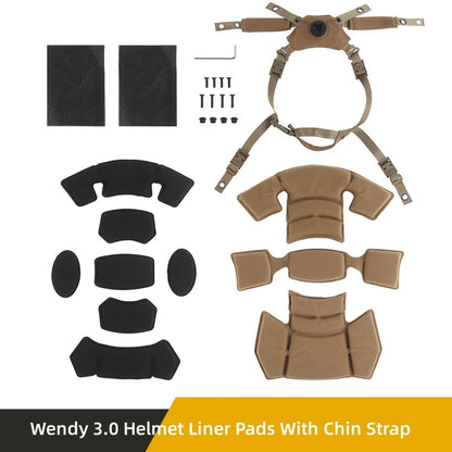 Team Wendy 3.0 Helmet Liner Pads Chin Strap Helmet Suspension Pads with Chin Strap Tactical Airsoft Helmet Accessory