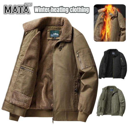 Autumn and Winter Moto Riding Jacket  Velvet Cotton Coat Thickened and Warm Loose Lapel Pure Cotton Work Jacket Casual Sherpa