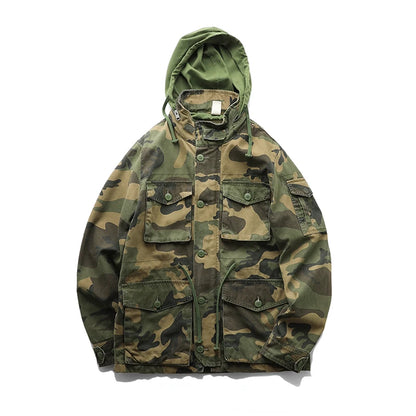 New autumn and winter American retro heavy padded jacket military style tough guy pocket tooling coat windbreaker