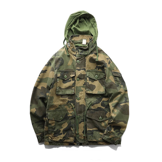 New autumn and winter American retro heavy padded jacket military style tough guy pocket tooling coat windbreaker