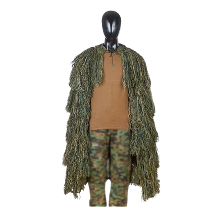 Tactical Ghillie Cape – Woodland / Desert Camo Concealment Cloak