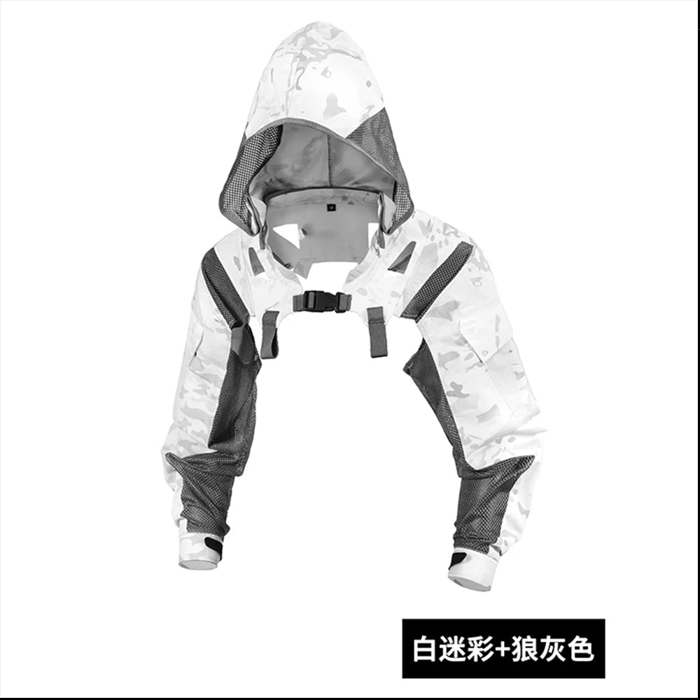 Tactical Combat Uniform Long Sleeve Breathable Camo Clothing with hat With Multiple Vests Chest Rig Outdoors Hunting Accessories