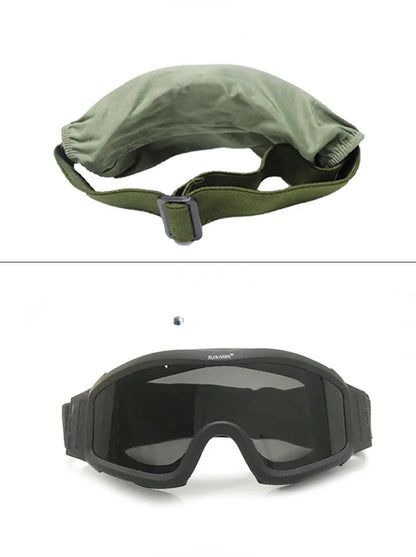 Tactical Goggles: Anti Fog Outdoor Soft Air Color Bullet Protection Motorcycle Goggles with Replaceable Lens