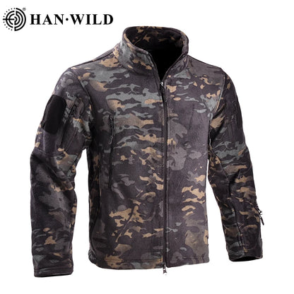 Fleece Tactical Jackets Men Clothing Hunting Outfit Safari Thermal Airsoft Full Zip Jacket Man Camping Work Coats