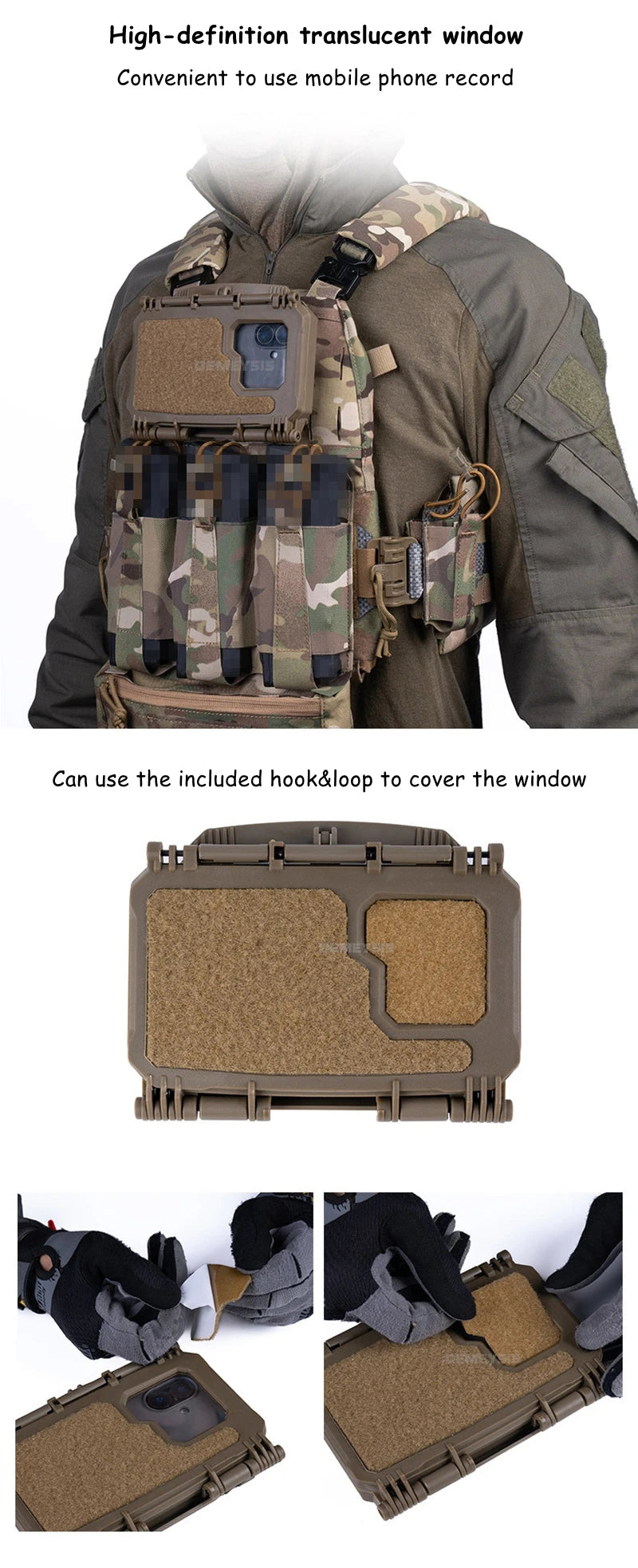 Tactical MOLLE Phone Storage Box Hunting Vests Plate Carrier Phone Holder Navigation Board Airsoft Shooting Admin Panel Board