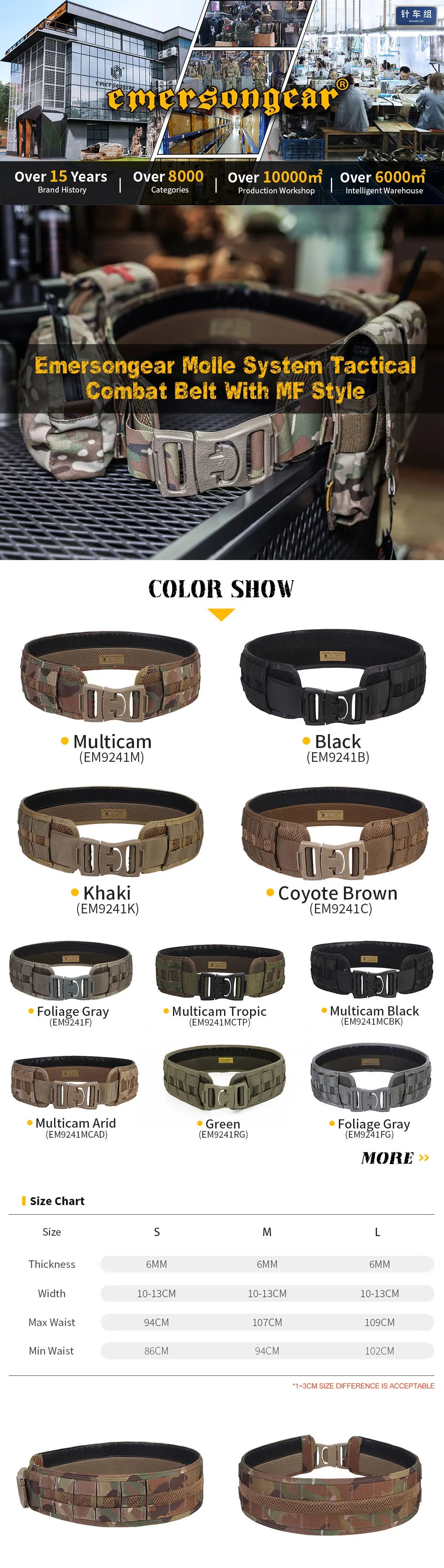 Emersongear Tactical Waistband MOLLE Load Bearing Utility Belts Emerson Combat Padded Patrol Waist Strap Outdoor Training Nylon