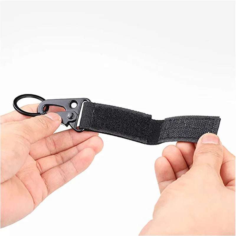 Tactical Molle Clip Buckle Nylon Belt Key Ring Keychain Holder Carabiners Hanger Buckle Hook for Outdoor Hiking Camping Climbing