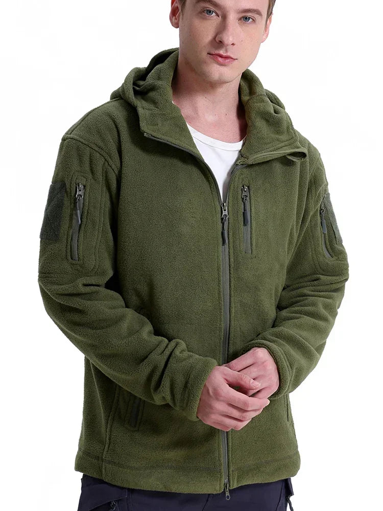 Men's Winter Tactical Fleece Jacket  Warm Full Zip Military Hoodies Multi-Pockets Hiking Hunting Outdoor Coats