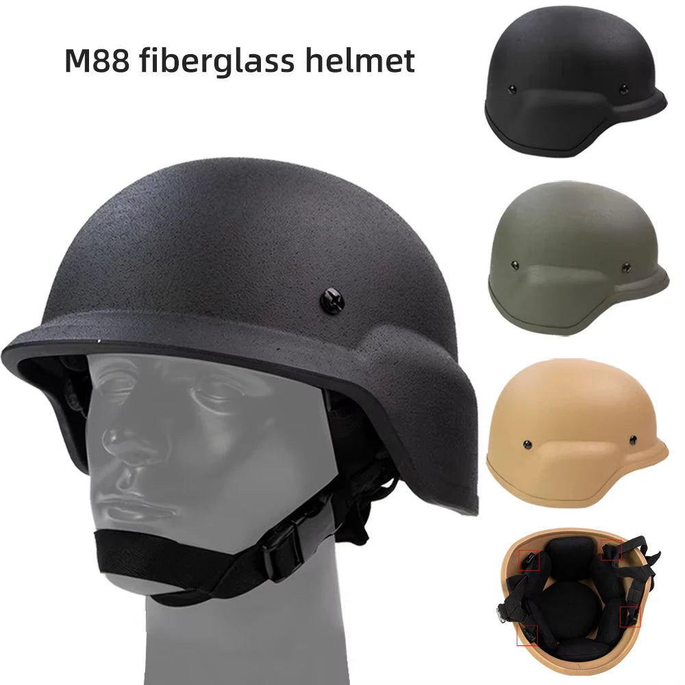 BOOIU M88 Steel Tactical Helmet FRP Explosion-Proof Helmet 1.3kg Fiberglass Protective Helmet Suitable For Outdoor Training