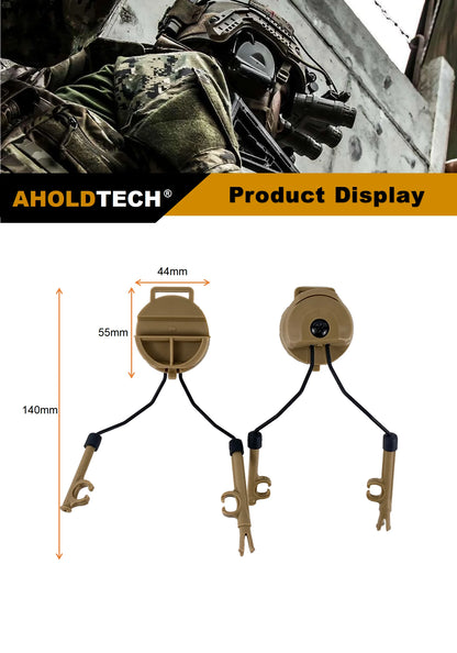 AHOLDTECH Tactical Fast MICH Helmet ARC Rail holder 360-degree rotation adjustment headphone bracket For COMTAC I II Headset