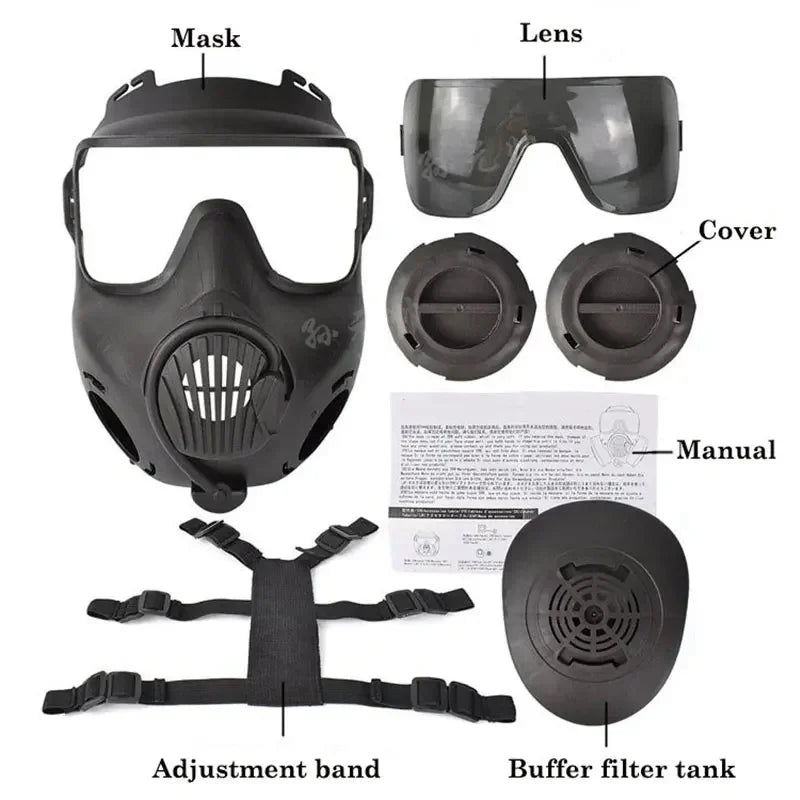 Protective Tactical Respirator Mask Full Face Gas Mask for Airsoft Shooting Hunting Riding CS Game Cosplay Protection