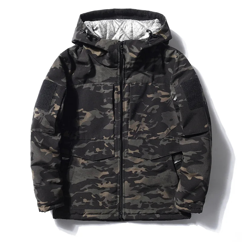 Winter Men's Tactical Camouflage Cotton-Padded Jacket Warm Windproof Military Parka Rip-Resistant Outdoor Combat Coat Hunting