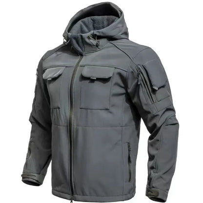 Men's Winter Military Cargo SharkSkin Fleece Jackets Tactical Pants Coat Hood Camping Fishing Trekking Hiking Hunting Trousers