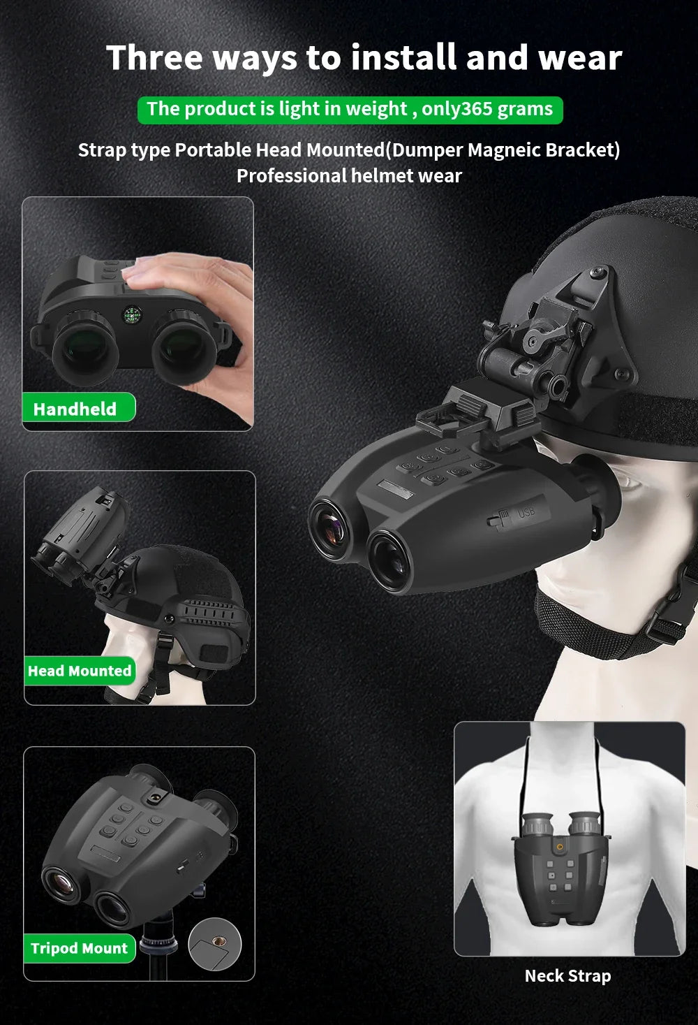 PVS-32 HD 1080P Video Camera 8X Zoom NVG Mount Head Mounted Infrared Night Binoculars New Tacticle Helmet Night Vision Goggles