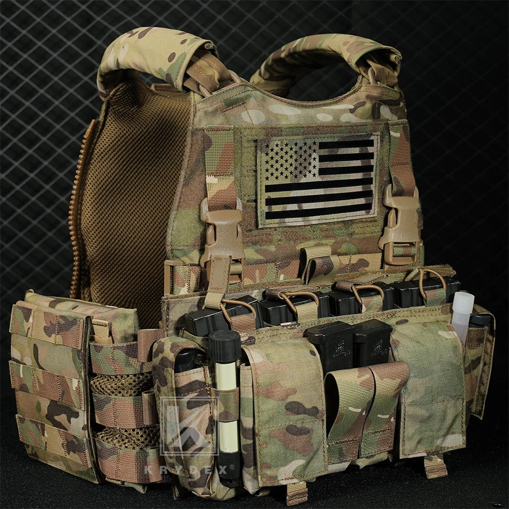 KRYDEX SCARAB Plate Carrier Tactical Heavy Duty Modular MOLLE Vest With 556 Magazine Pouch Placard For Outdoor Hunting