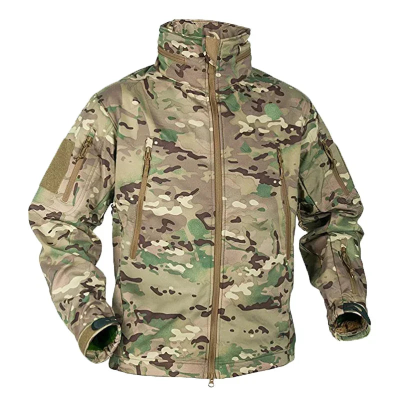 Outdoor Fleece Jacket Shell Tactical Jackets Camo Coats Airsoft Training Durable Hunting Clothes Windbreakers Men Clothing