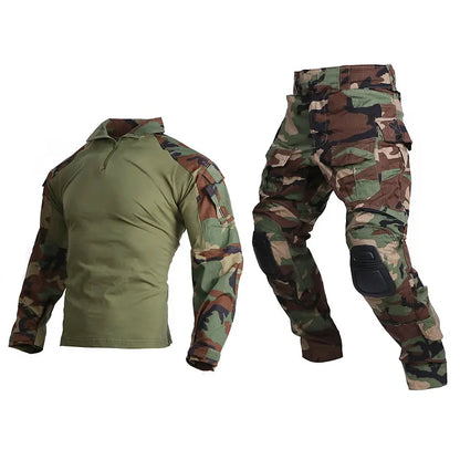 Emersongear G3 Tactical Combat Uniform Camouflage Suits Mens Hunting Training Hiking Shirt Pants With Knee Pads Woodland