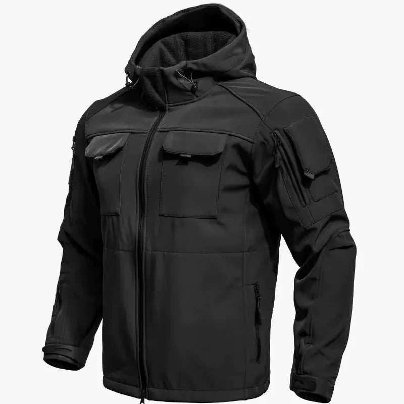 Men's Winter Military Cargo SharkSkin Fleece Jackets Tactical Pants Coat Hood Camping Fishing Trekking Hiking Hunting Trousers
