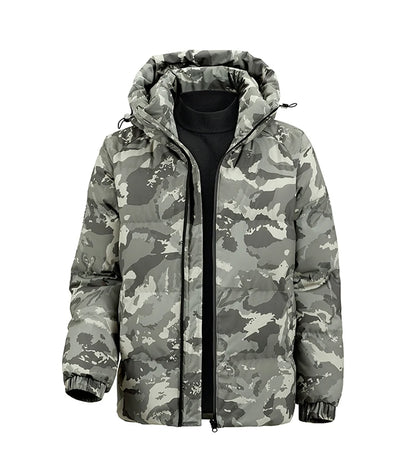 2025 Men's Camo Hooded Jacket  Winter Thermal Coat Waterproof Windproof Military Style Outdoor Travel Parka with Fleece Lining