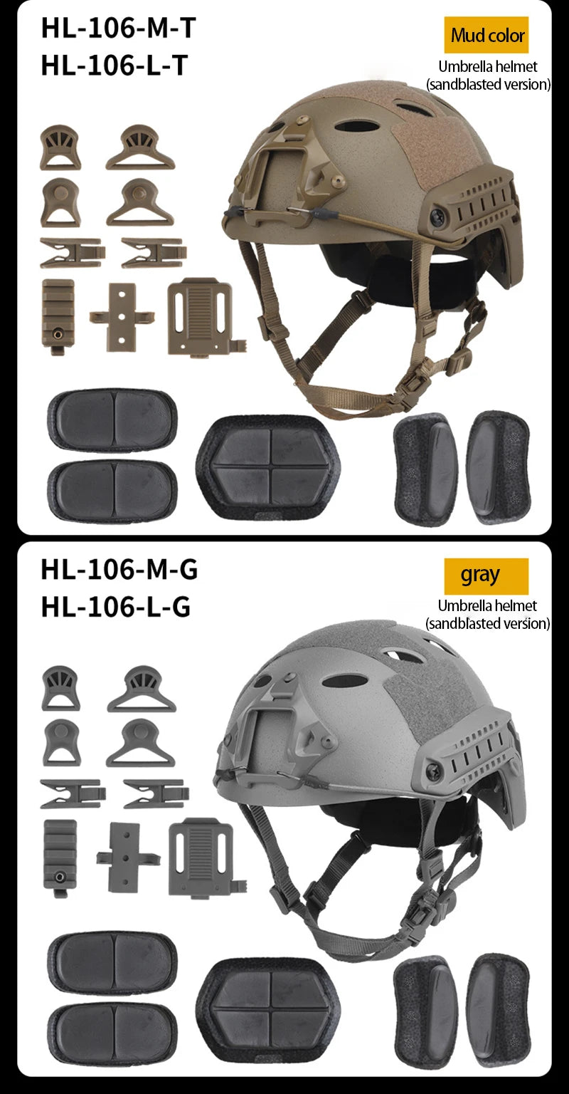 Umbrella Helmet (Sandblasted version) Frosted adjustable helmet for outdoor tactical field protection