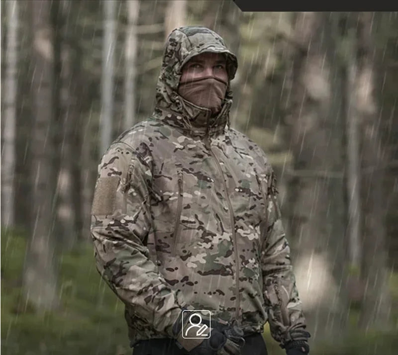 Outdoor Fleece Jacket Shell Tactical Jackets Camo Coats Airsoft Training Durable Hunting Clothes Windbreakers Men Clothing