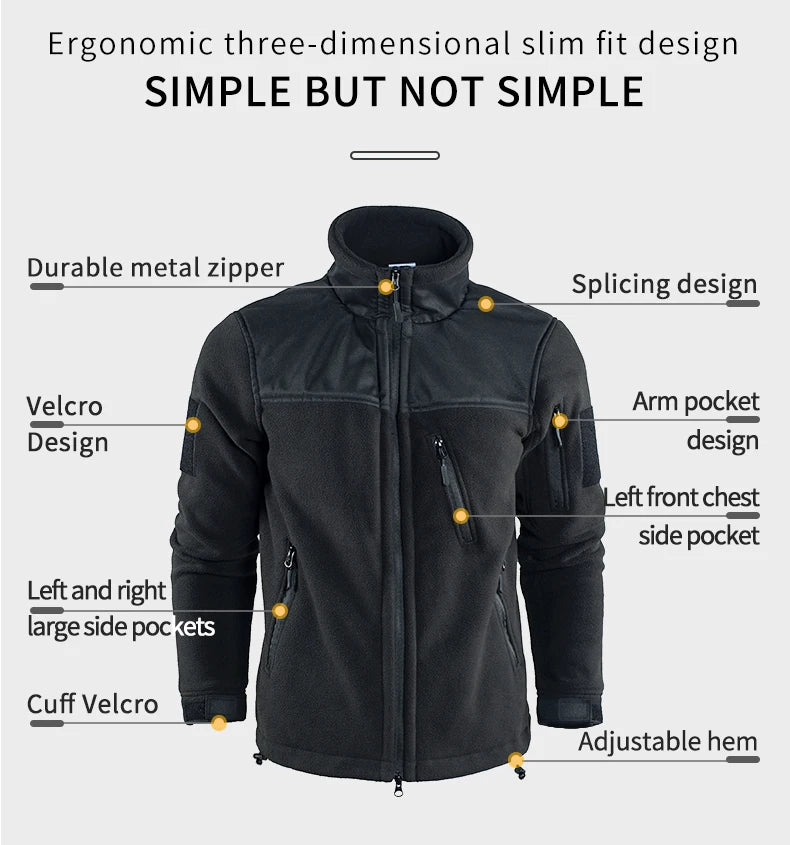 Tactical Winter Jacket Military Fleece Jacket Thermal Warm Camouflage Work Coats Mens Warm Clothes Safari Jacket Outwear
