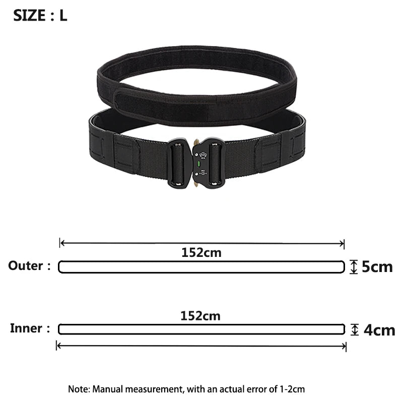 2 Inch Tactical Belt Molle Combat Battle Belt Double Layer Metal Buckle Fighter Belts combat belt quick molle battle belt