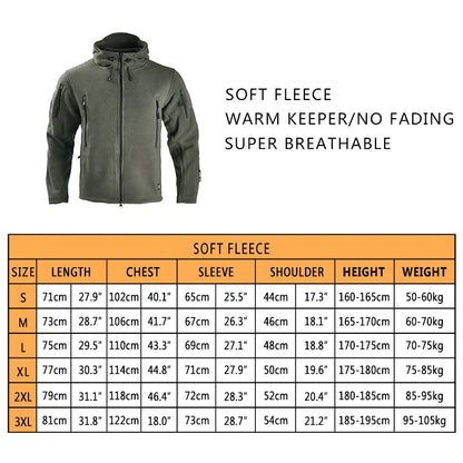 Fleece Tactical Jackets Men Clothing Hunting Outfit Safari Thermal Airsoft Full Zip Jacket Man Camping Work Coats