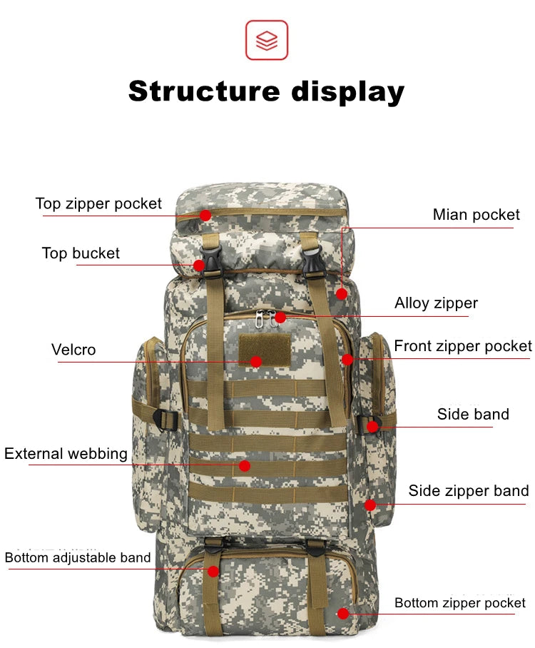 80L Tactical Expedition Backpack