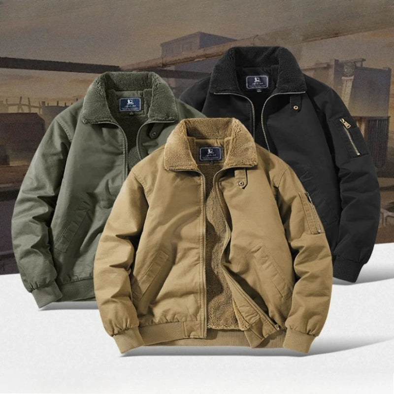 Autumn and Winter Moto Riding Jacket  Velvet Cotton Coat Thickened and Warm Loose Lapel Pure Cotton Work Jacket Casual Sherpa