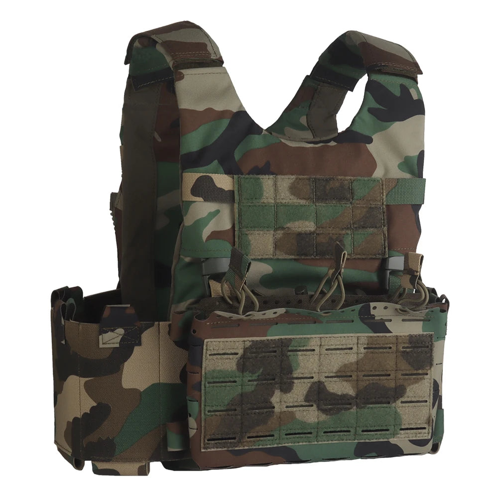 SS Style LV119 Plate Carrier Set 2in1 Fast Switchable Chest Rig for Airsoft Hunting Vest Lightweight Carry Tiger Stripe Camo Mag