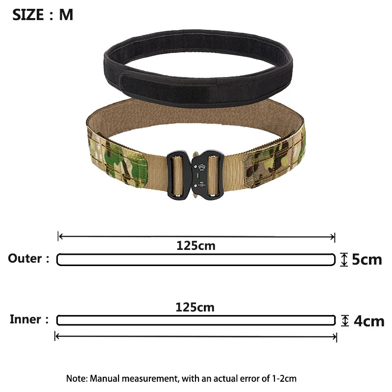 2 Inch Tactical Belt Molle Combat Battle Belt Double Layer Metal Buckle Fighter Belts combat belt quick molle battle belt