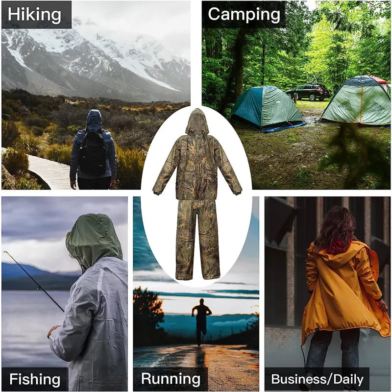 Flecktarn Tactical Portable Camo Raincoat Set Camouflage Fleck Rain Suit Bicycle Motorcycle Waterproof Military Tarnung Man