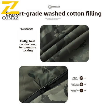 2025 Men's Camo Hooded Jacket  Winter Thermal Coat Waterproof Windproof Military Style Outdoor Travel Parka with Fleece Lining