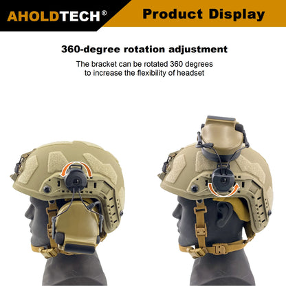 AHOLDTECH Tactical Fast MICH Helmet ARC Rail holder 360-degree rotation adjustment headphone bracket For COMTAC I II Headset