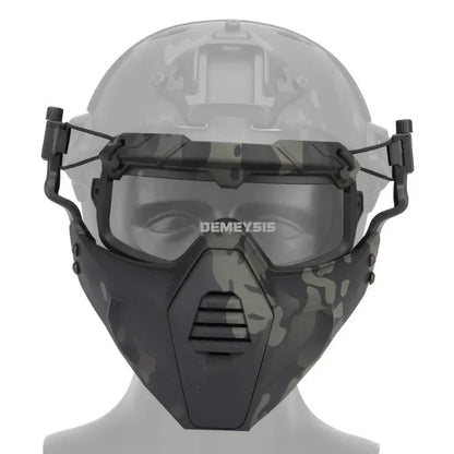 Tactical Full Face Mask Goggles Shooting Airsoft Protection Mask Outdoor Hunting Paintball Detachable Goggles Masks Set