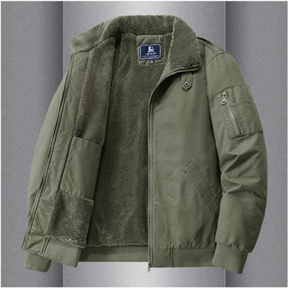 Autumn and Winter Moto Riding Jacket  Velvet Cotton Coat Thickened and Warm Loose Lapel Pure Cotton Work Jacket Casual Sherpa