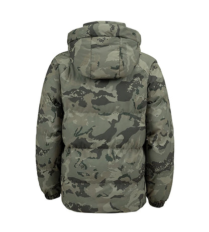 2025 Men's Camo Hooded Jacket  Winter Thermal Coat Waterproof Windproof Military Style Outdoor Travel Parka with Fleece Lining