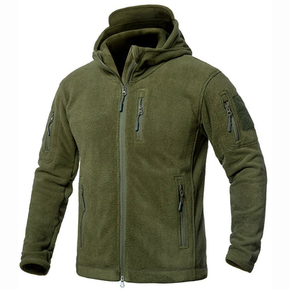 Men's Winter Tactical Fleece Jacket  Warm Full Zip Military Hoodies Multi-Pockets Hiking Hunting Outdoor Coats