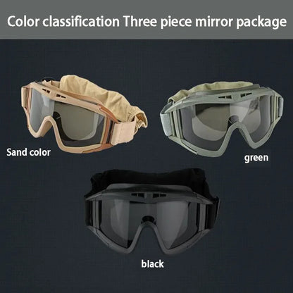 Tactical Goggles 3 Lens Windproof Military Shooting Hunting Glasses Eyewear Outdoor CS War Game Airsoft Paintball Glasses