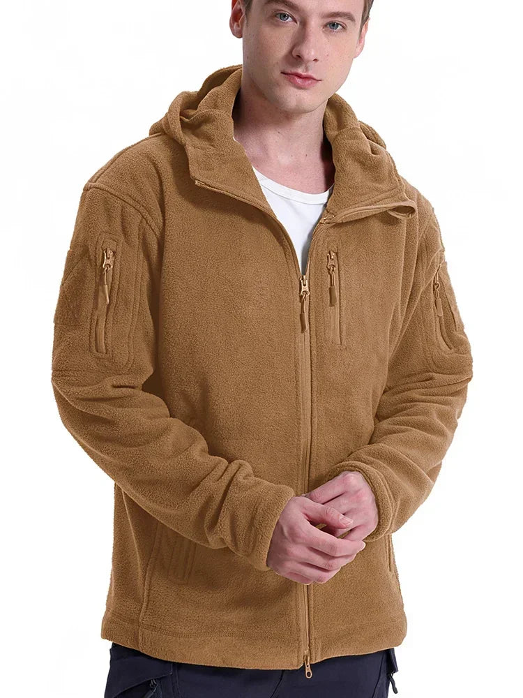 Men's Winter Tactical Fleece Jacket  Warm Full Zip Military Hoodies Multi-Pockets Hiking Hunting Outdoor Coats